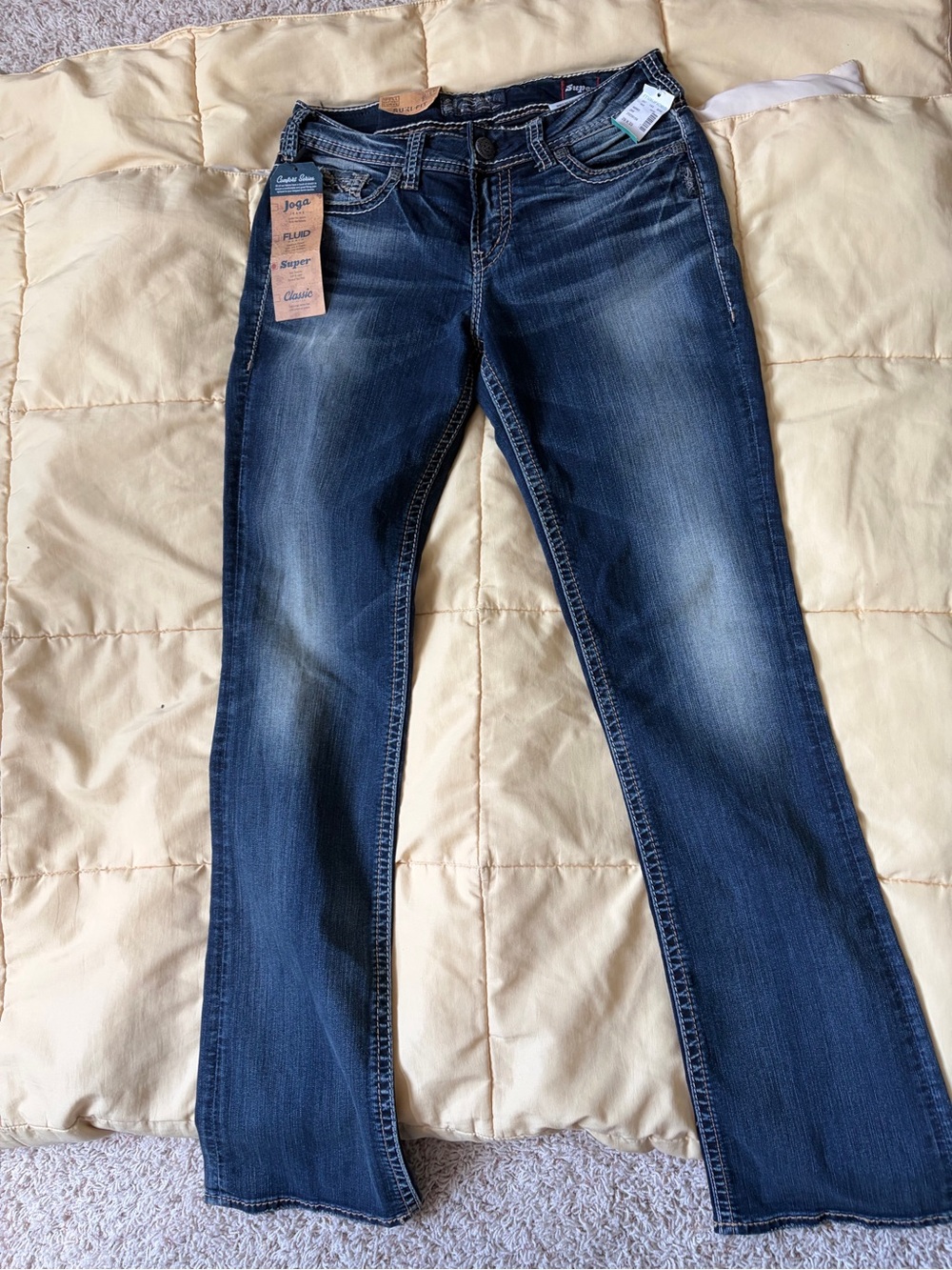 Silver Jeans Women's Dark Blue Boot Cut Jeans with Fading